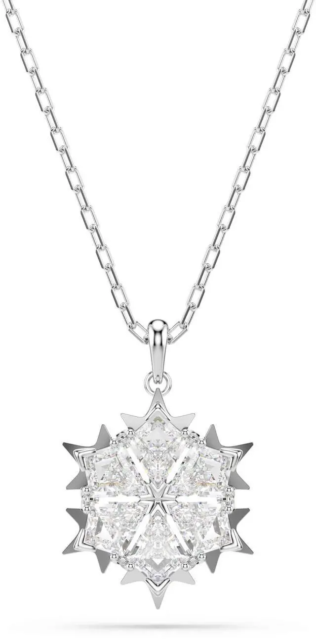 Main image of Swarovski Magic Pendant Necklace, Snowflake Motif with Clear Crystals in a Rhodium-Finished Setting, Part of the Magic Collection