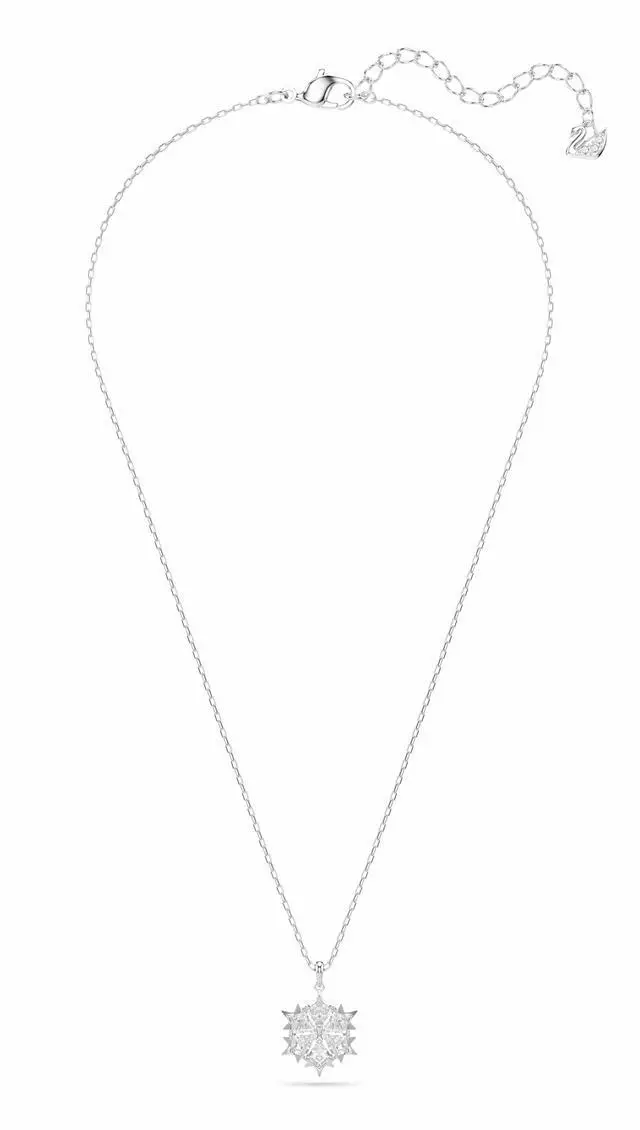 Alt view image 2 of 7 - Swarovski Magic Pendant Necklace, Snowflake Motif with Clear Crystals in a Rhodium-Finished Setting, Part of the Magic Collection