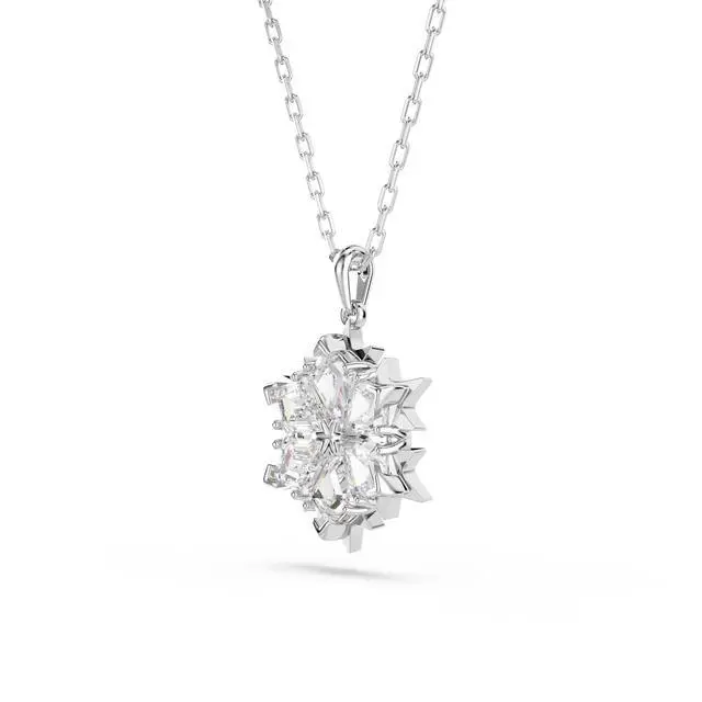 Alt view image 3 of 7 - Swarovski Magic Pendant Necklace, Snowflake Motif with Clear Crystals in a Rhodium-Finished Setting, Part of the Magic Collection