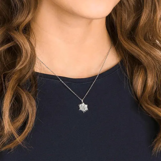 Alt view image 7 of 7 - Swarovski Magic Pendant Necklace, Snowflake Motif with Clear Crystals in a Rhodium-Finished Setting, Part of the Magic Collection