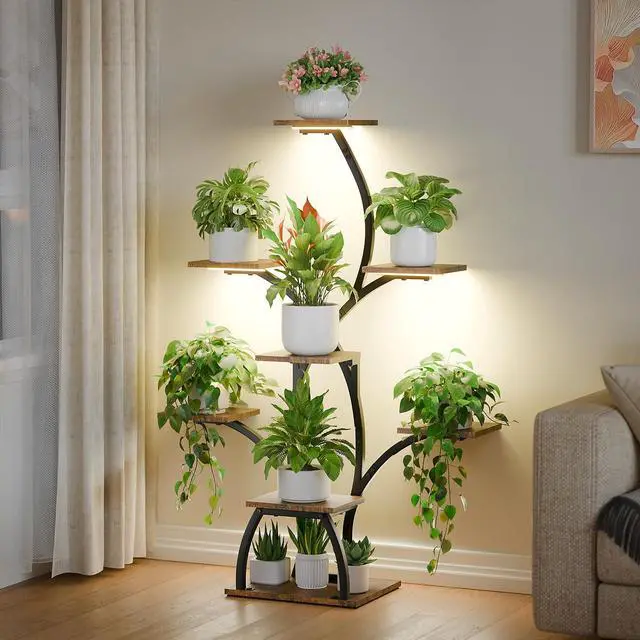 Main image of CODACE Plant Stand Indoor with Grow Lights, 6 Tiered Plant Shelf Indoor, 50" Corner Plant Stands for Indoor Plants, Lighted Tree-Shaped Plant Holder, Tall Flower Display Rack for Living Room