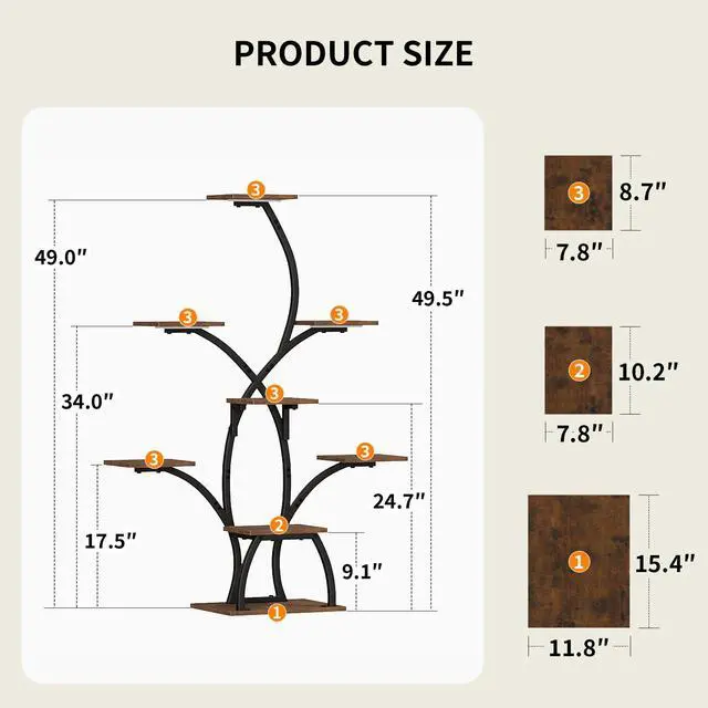 Alt view image 2 of 7 - CODACE Plant Stand Indoor with Grow Lights, 6 Tiered Plant Shelf Indoor, 50" Corner Plant Stands for Indoor Plants, Lighted Tree-Shaped Plant Holder, Tall Flower Display Rack for Living Room