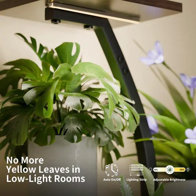 Alt view image 4 of 7 - CODACE Plant Stand Indoor with Grow Lights, 6 Tiered Plant Shelf Indoor, 50" Corner Plant Stands for Indoor Plants, Lighted Tree-Shaped Plant Holder, Tall Flower Display Rack for Living Room
