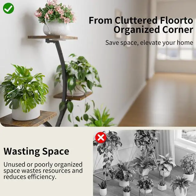 Alt view image 5 of 7 - CODACE Plant Stand Indoor with Grow Lights, 6 Tiered Plant Shelf Indoor, 50" Corner Plant Stands for Indoor Plants, Lighted Tree-Shaped Plant Holder, Tall Flower Display Rack for Living Room