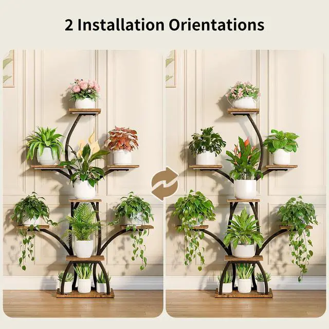 Alt view image 7 of 7 - CODACE Plant Stand Indoor with Grow Lights, 6 Tiered Plant Shelf Indoor, 50" Corner Plant Stands for Indoor Plants, Lighted Tree-Shaped Plant Holder, Tall Flower Display Rack for Living Room