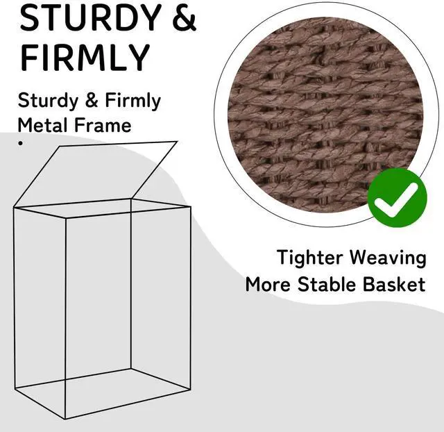 Alt view image 4 of 7 - OIAHOMY Laundry Hamper with Lid, 90L(23.8 Gal) Large Wicker Laundry Basket for Bedroom, Handwoven Paper Rope Clothes Hamper with Washable Liner & Metal Frame, Decorative Organizer for Bathroom Brown