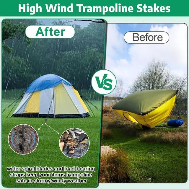 Alt view image 4 of 7 - Fuuner 4 Pack Screw-in Tent Stakes, 17.7" Heavy Duty Spiral Ground Anchors (8mm Solid Steel, 1.5" Helix) w/ 4×8ft Ratchet Guy Lines, M12 Wrench & Bag for Camping Tents, Canopies, Tarps, Beach Sand