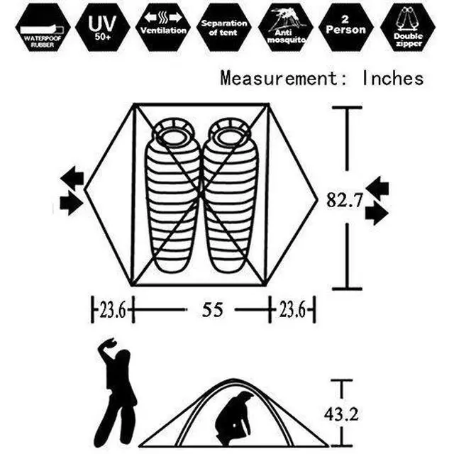 Alt view image 2 of 5 - Outdoors 2 Person 4 Season Tent Camping Backpacking Tents with Carry Bag Portable Easy Setup Lightweight Spacious Interior Compact and Durable Design Hiking Tent (Blue-2 Person)