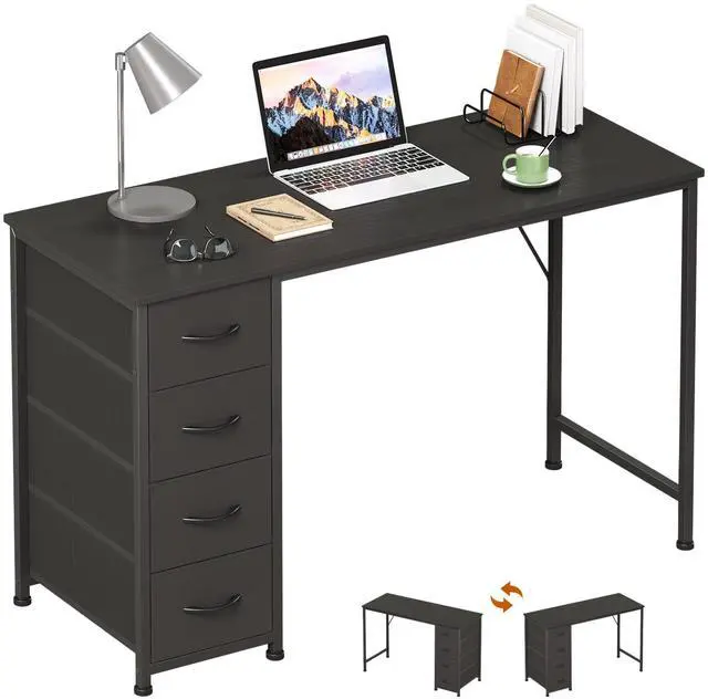 Main image of Somdot 47" Computer Desk with 4 Drawers for Bedroom,Simple Home Office Writing Desk,Gaming Table with Storage,Modern Work for Home Office, Study, Living Room,Black
