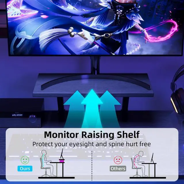 Alt view image 7 of 7 - COTUBLR Corner Side L Shaped Table, Home Office Computer Desk with Small Desktop Shelf, Study Writing Desk with Round Fillet Edge, Desks for SOHO, Gaming Workstation with Monitor Stand