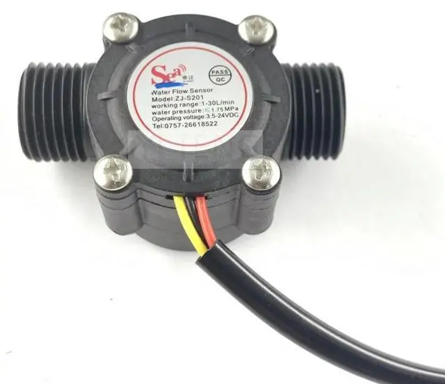 Alt view image 2 of 3 - YF-S201 water flow sensor DC 5-18V flowmeter Hall Flow sensor Water Control Flow sensor switch 1-30L/min 2.0MPa (small volume)
