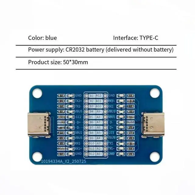 Alt view image 2 of 3 - Dual-headed Type-C Fast Charging Cable Testing Module Type C to Type C Cable Testing Module LED Indicator Cable Tester