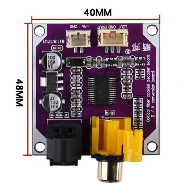 Alt view image 3 of 3 - DAC digital audio decoder 24-bit 192khz fiber coaxial digital signal input stereo output decoder board DC5-12V