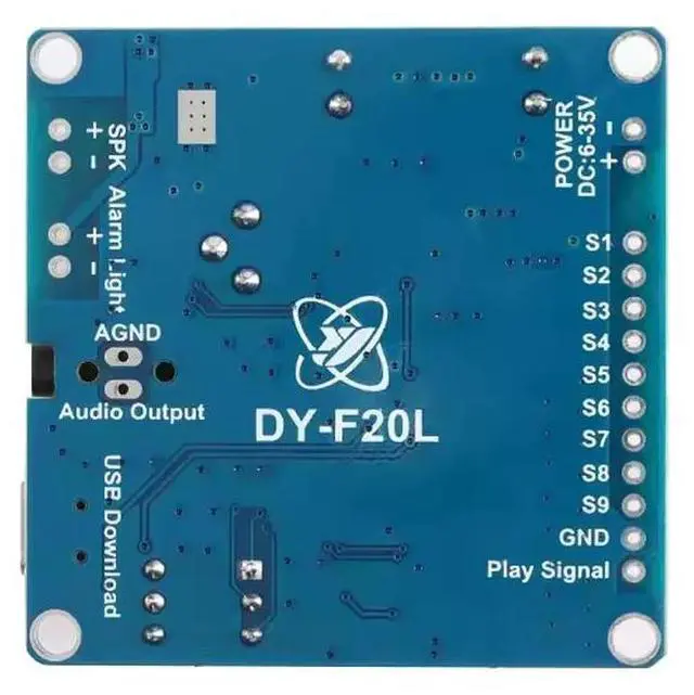 Alt view image 2 of 3 - DY-F20L 10W/20W power 9-way switch one-to-one MP3 player on-board flash voice player module