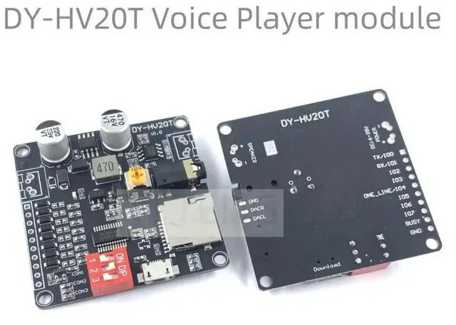 Main image of The DY-HV20T voice playback module, MP3 decoding board, UART serial port control, IO trigger, USB download flash