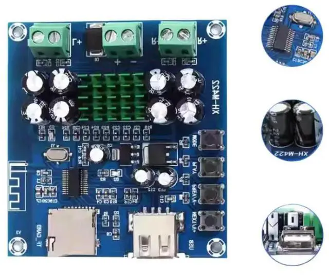 Main image of 50W x 50W XH-M422 BT power amplifier board, USB flash drive, TF card playback, TPA3116D2 amplifier board