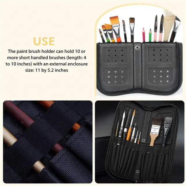 Alt view image 3 of 3 - Artist Paint Brush Holder Zippered Brush Case For Oil Acrylic Watercolor Brush Breathable Painting Kit