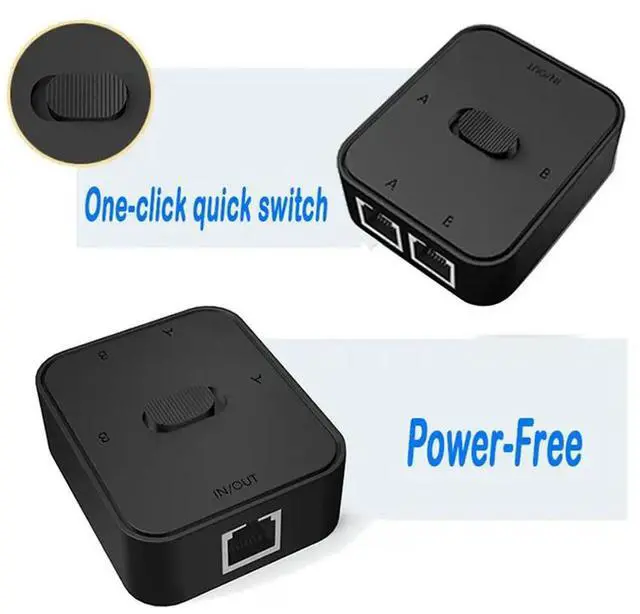 Alt view image 3 of 3 - 2X 2 Port Gigabit Network Switch RJ45 Switch Network Splitter Cable Extender 2 Way External Network Switcher Splitter
