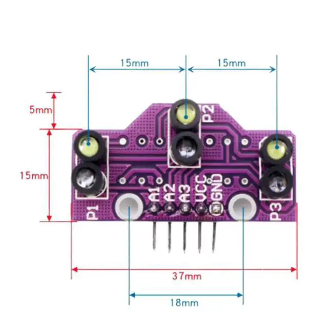 Alt view image 2 of 2 - Analog three-way gray sensor ligent car tracking module 3-way color recognition circuit robot race is applicable to