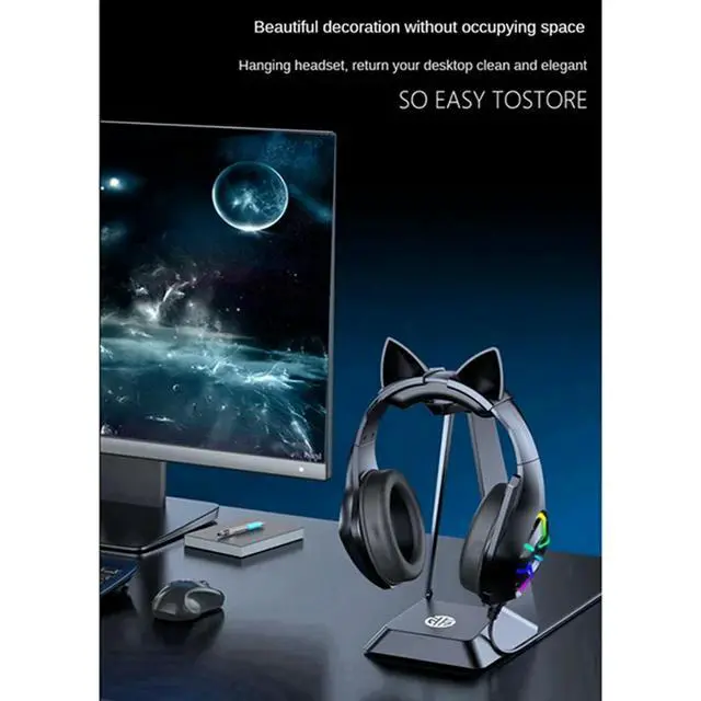 Alt view image 2 of 3 - A57G-Headphone Stand Headset for All Headsets Gamers Gaming PC Accessories Desk Headphone Stand Holder Rack, Pink