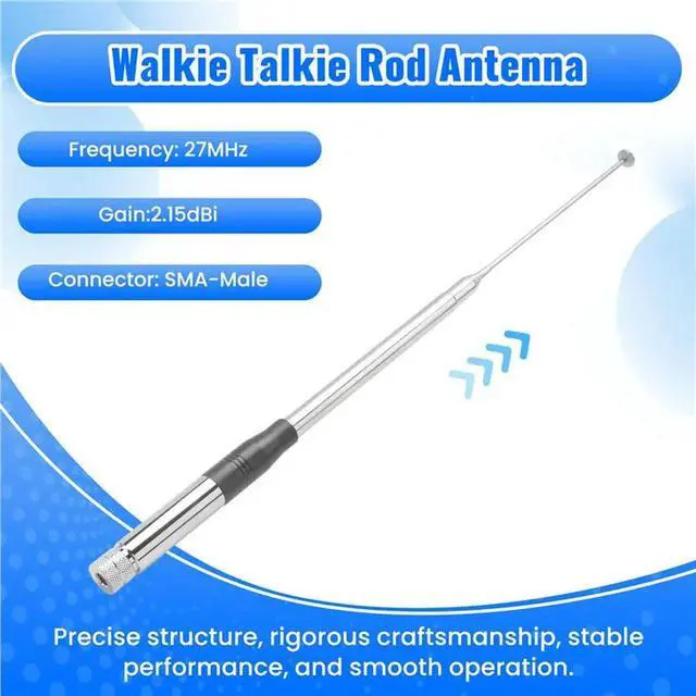 Alt view image 2 of 3 - SMA-Male Telescopic Antenna For Walkie Talkie 27Mhz CB High Gain Retractable Radio Connector