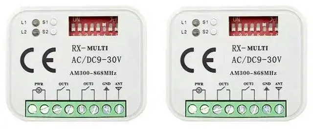 Main image of 2X Garage Door Voice Remote Control Receiver 2 CH Controller Switch For Transmitter RX Multi Frequency 300-900Mhz