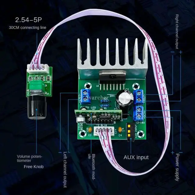 Alt view image 2 of 3 - Nvarcher TDA7377 Bluetooth Digital Amplifier Audio Board Stereo Dual Channel 35W*2 Class AB For 4-8 Ohm Speaker DC12V