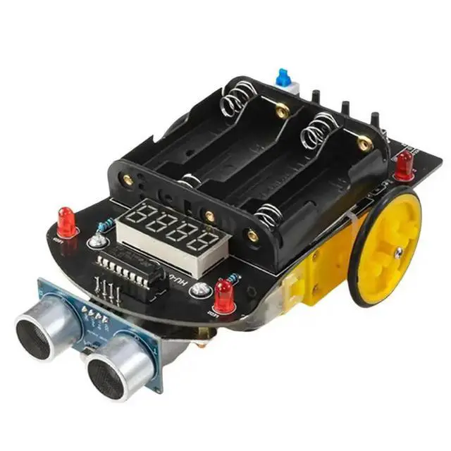 Alt view image 2 of 3 - 51 MCU Car DIY Electronic Kit Ultrasonic Obstacle Avoidance Car Automatic Ranging Robot Programming DIY Kit