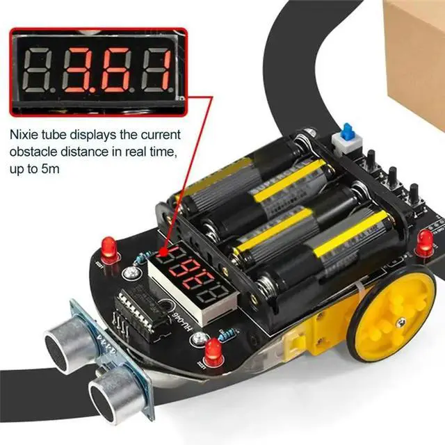 Alt view image 3 of 3 - 51 MCU Car DIY Electronic Kit Ultrasonic Obstacle Avoidance Car Automatic Ranging Robot Programming DIY Kit
