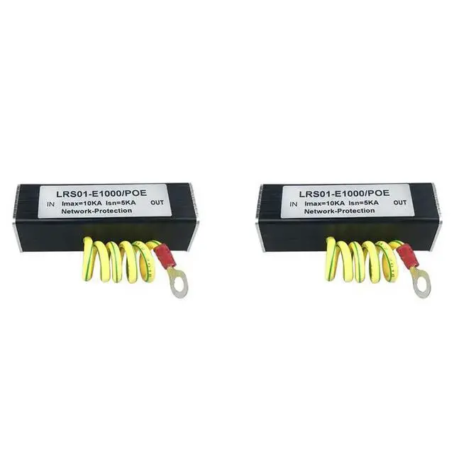 Alt view image 3 of 3 - 2X 100/1000M POE IP Camera Network POE Switch RJ45 & POE Surge Protector Protection Device Arrester SPD 1000M
