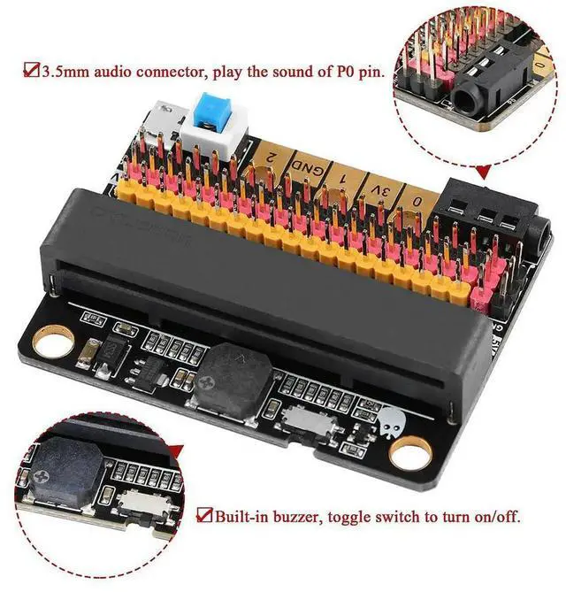 Main image of 3X Micro-Bit Expansion Board IOBIT V2.0 Breakout Adapter Shield With Buzzer For BBC Micro-Bit Kids's Python Programmin