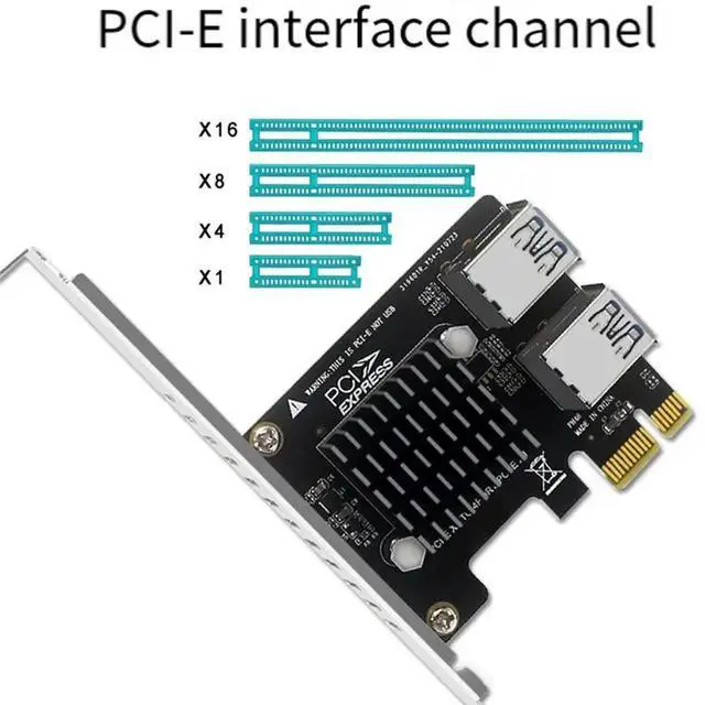 Alt view image 2 of 3 - Graphics Card Expansion PCI-E Riser Card 1 To 4 PCI-Express X1 Slots 4 Ports PCIE 1X Adapter Multiplier Card ASM1184E