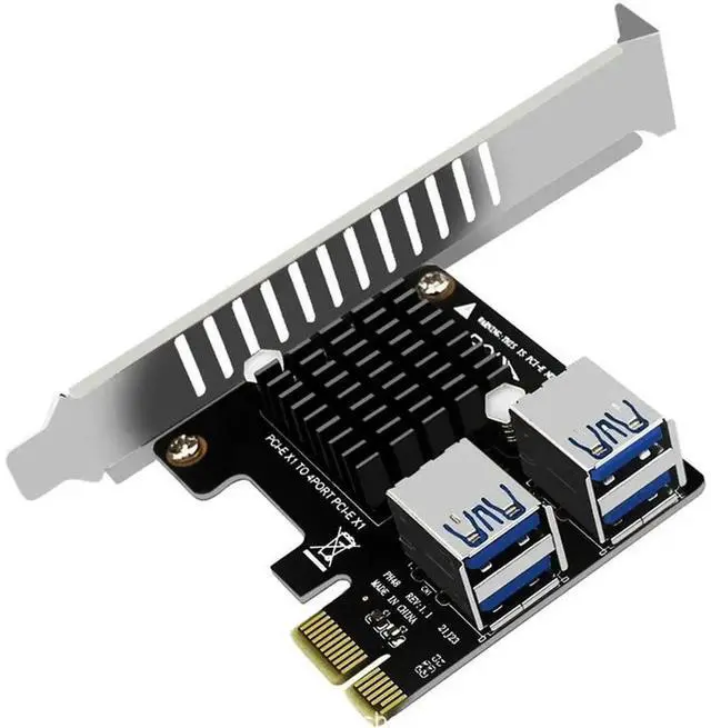 Main image of Graphics Card Expansion PCI-E Riser Card 1 To 4 PCI-Express X1 Slots 4 Ports PCIE 1X Adapter Multiplier Card ASM1184E
