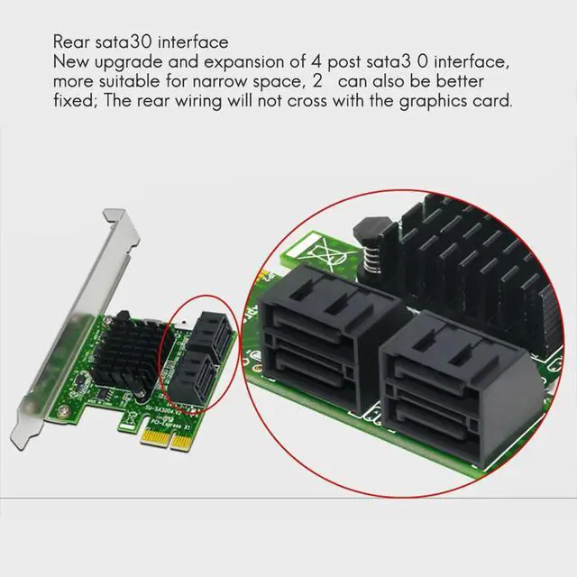 Alt view image 3 of 3 - PCIE To SATA Expansion Card PCI Express X1 To 4 Ports SATA 3 3.0 III 6Gbps SSD Controller PCI-E SATA3 Adapter Board