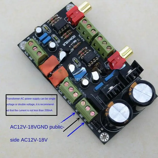 Alt view image 2 of 3 - RCA/XLR single-ended to balance circuit board RCA XLR with rectifier filter can be AC powered