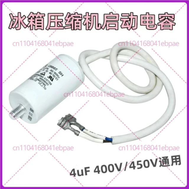 Alt view image 2 of 3 - 3pcs Suitable for refrigerator compressor start capacitor with wire CBB65 4uF