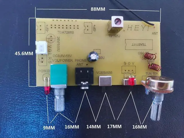 Alt view image 3 of 3 - TDA7266 Radio Board High Sensitivity FM Stereo