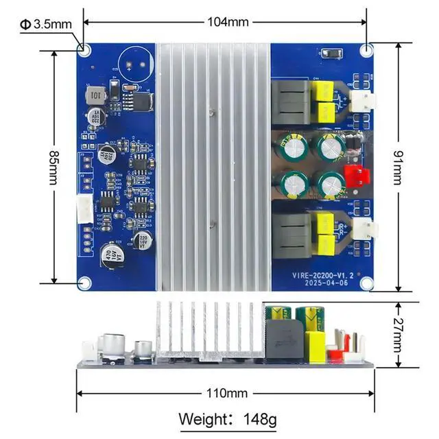 Alt view image 3 of 3 - 2X200w Circuit Board Audio Amplifier Board DC 24V-38V Forsubwoofer Home Theater Speakers