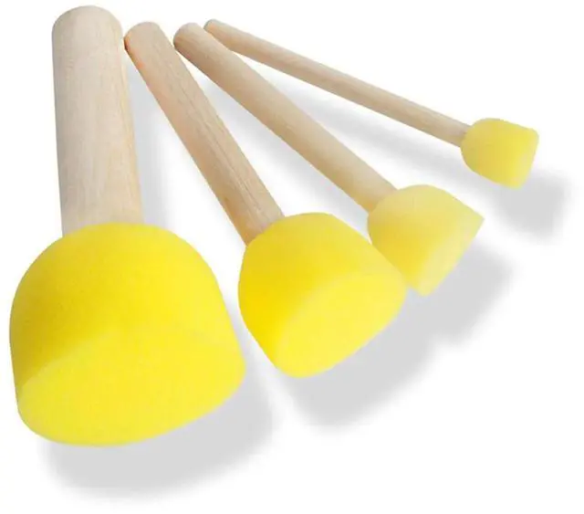 Alt view image 2 of 3 - 20Pcs Sponge Painting Brush Set Wooden Handle Drawing Brush for Graffiti Doodling DIY Art Craft Painting Accessories