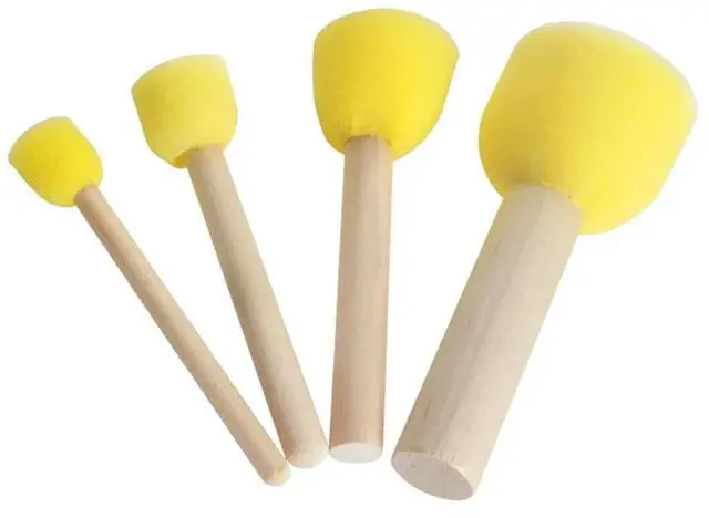 Main image of 20Pcs Sponge Painting Brush Set Wooden Handle Drawing Brush for Graffiti Doodling DIY Art Craft Painting Accessories
