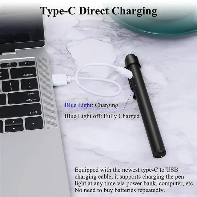 Alt view image 2 of 3 - Pen Light With Pupil Gauge LED Penlights USB Rechargeable Penlight Gifts For Nurses Nursing Student