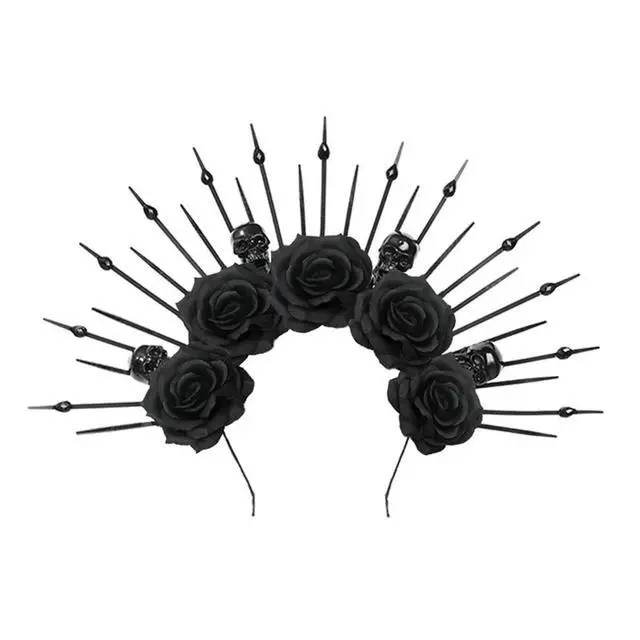 Alt view image 2 of 3 - AT9-Halloween Skull Headband Cosplay Dress Up Accessories Goth Queen Hair Accessories