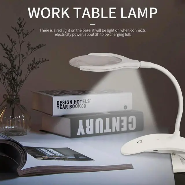 Alt view image 2 of 6 - Handheld Magnifier 3X 8X Illuminated Desk Table Led Lamp Magnifying Glass Rechargeable Magnifier With Light For Crafts