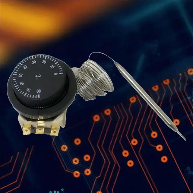 Alt view image 2 of 3 - Mechanical Temperature Controller Capillary Thermostat Adjustable 0-80 For Electric Oven