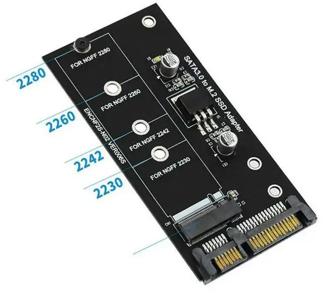 Alt view image 3 of 3 - 10X M.2 SATA Adapter M2 To SATA Adapter M.2 To SATA Adapter M.2 NGFF Converter 2.5Inch SATA3 Card B Key