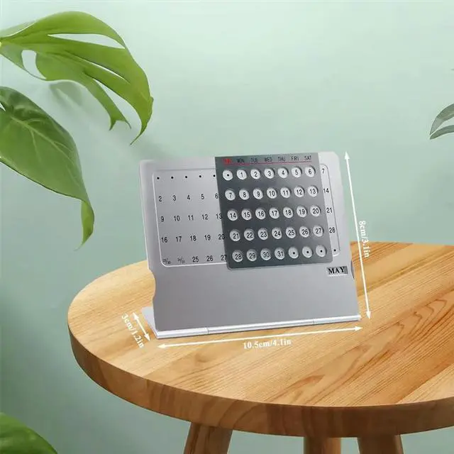 Alt view image 2 of 3 - 2Pack Mini Desk Calendar, Creative-Aluminum Alloy Perpetual Calendar, Adjustable Small Standing Monthly Desktop Calendar