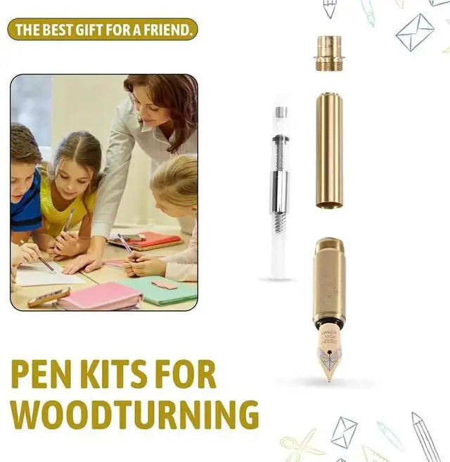 Alt view image 3 of 3 - 2X Woodturning Pen Kit With Refill Copper Turning Supplies For DIY Making Classroom Supplies, Teacher Student Gifts