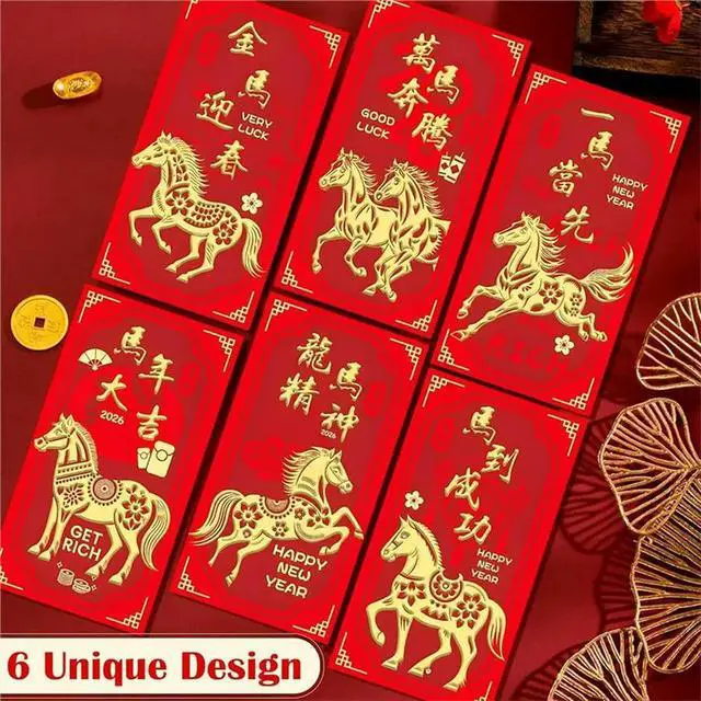 Alt view image 2 of 3 - Red Envelope Horse,24PCS Chinese Year 2026 Red Envelopes Years Eve Party Supplies Decorations
