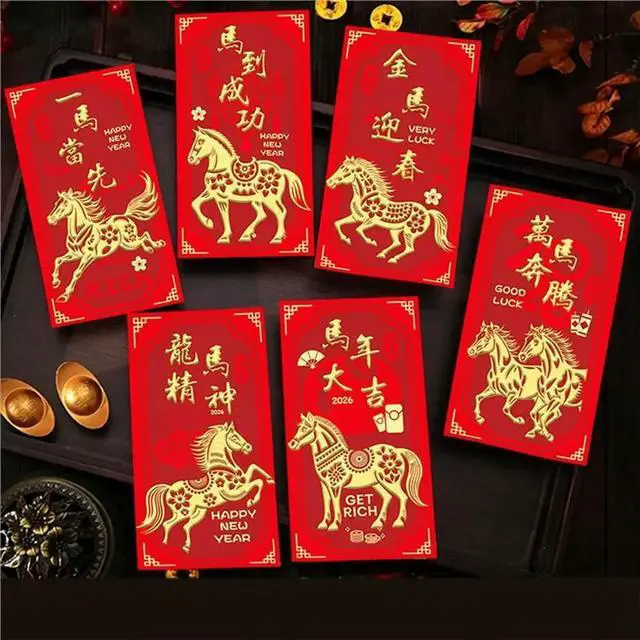 Alt view image 3 of 3 - Red Envelope Horse,24PCS Chinese Year 2026 Red Envelopes Years Eve Party Supplies Decorations