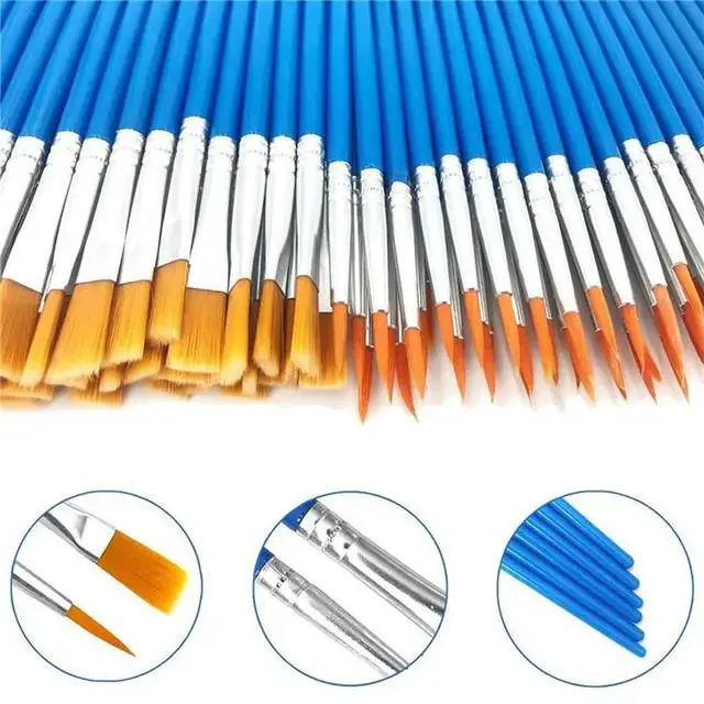 Alt view image 3 of 3 - 360 Pcs Flat And Round Paint Brushes Set,Pointed Flat Nylon Hair Brushes For Acrylic Oil Watercolor Paint Party Painti